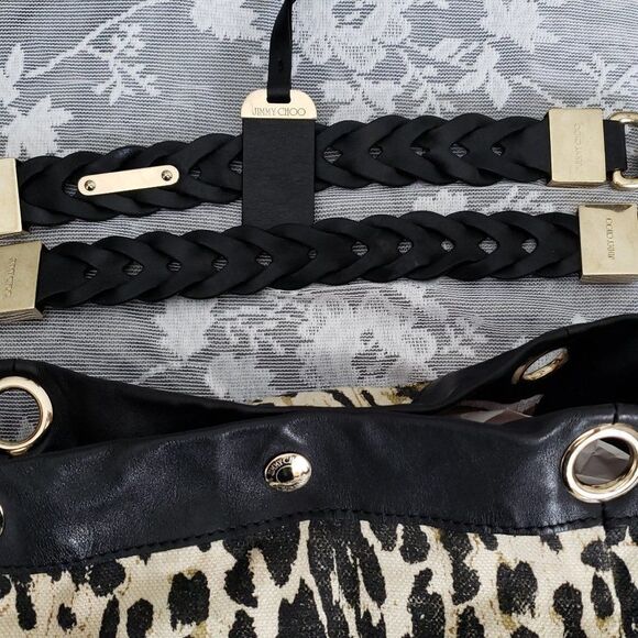 Jimmy Choo Leopard Print Canvas Lohla Tote - Picture 4 of 7